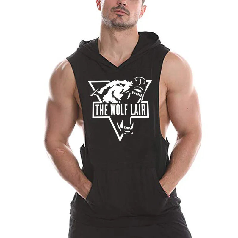 Gym hooded vest Men's Fitness wear