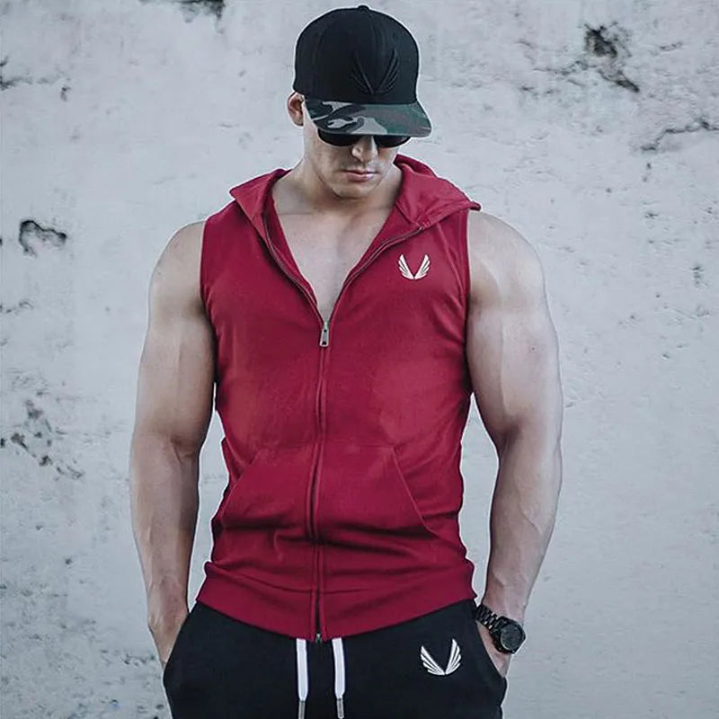 Men's Sleeveless Hooded Sweatshirts Jackets