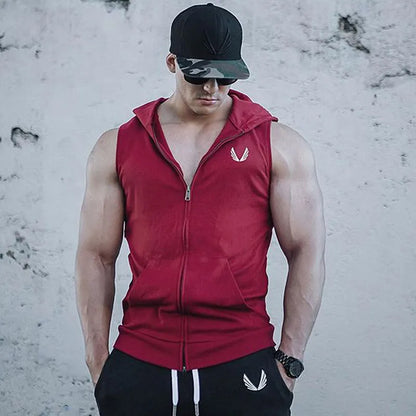 Men's Sleeveless Hooded Sweatshirts Jackets