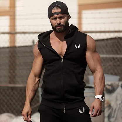 Men's Sleeveless Hooded Sweatshirts Jackets