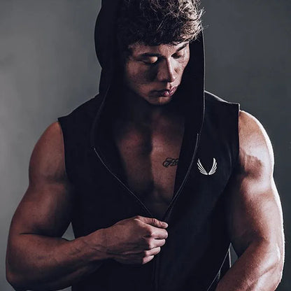 Men's Sleeveless Hooded Sweatshirts Jackets